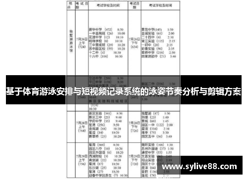 基于体育游泳安排与短视频记录系统的泳姿节奏分析与剪辑方案